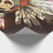 手描きの先住民、Hのアメリカのインドの頭飾り ラッピングペーパー (角)