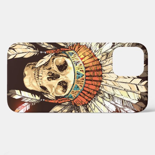 手描きの先住民、Hのアメリカのインドの頭飾り Case-Mate iPhoneケース (裏面 (横))