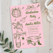 手描きの先輩卒業おめでとうテンプレート 招待状