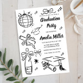 手描きの先輩卒業おめでとうテンプレート 招待状