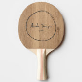 手描きの円の中の名前 Light Teak Wood 卓球ラケット (裏面)