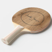 手描きの円の中の名前 Light Teak Wood 卓球ラケット (正面アングル)