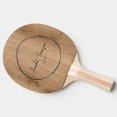 手描きの円の中の名前 Light Teak Wood 卓球ラケット (横)
