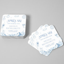 手描きの冬のアフタースキー・バチェロレッテパーティー スクエアペーパーコースター