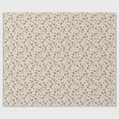 手描きの冬のプリント ブラウンの包装紙ロール ラッピングペーパー (フラット)