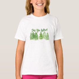 手描きの冬の木 SKI YA LATER キッズ Tシャツ