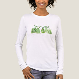 手描きの冬の木 SKI YA LATER 女性用 トライブレンドTシャツ
