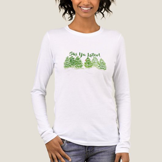 手描きの冬の木 SKI YA LATER 女性用 トライブレンドＴシャツ (正面)