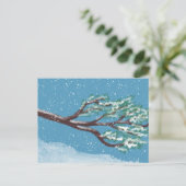 手描きの冬の枝と雪 ポストカード (スタンド正面)