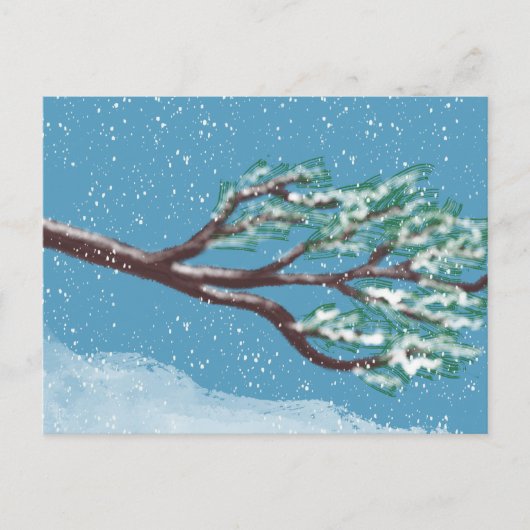 手描きの冬の枝と雪 ポストカード (正面)