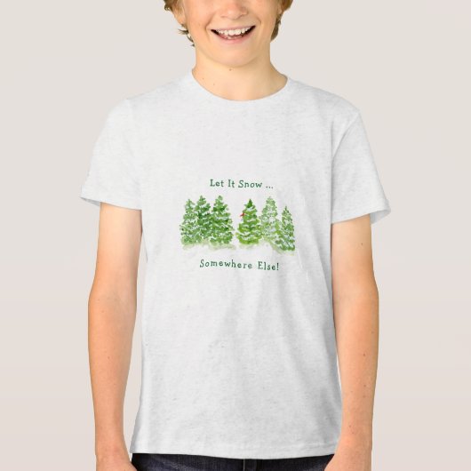 手描きの冬の樹々 雪は他のところに降ってほしい K トライブレンドＴシャツ (正面)