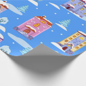 手描きの冬の継ぎ目なし模様とかわいいスカンド ラッピングペーパー (角)