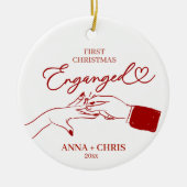 手描きの初めてのクリスマス 結婚指輪の交換 セラミックオーナメント (正面)