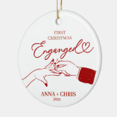 手描きの初めてのクリスマス 結婚指輪の交換 セラミックオーナメント (左)