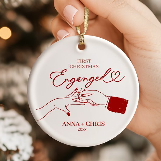 手描きの初めてのクリスマス 結婚指輪の交換 セラミックオーナメント