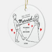 手描きの初クリスマス 結婚記念 オーナメント (左)