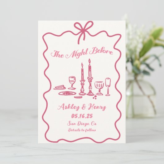 手描きの前夜の彩排ディナー 招待状 (スタンド正面)