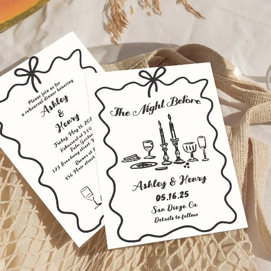 手描きの前夜の食事会    招待状