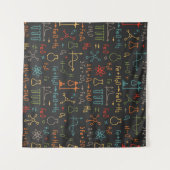 手描きの化学を黒地に。ヴィンテージs タペストリー (正面(横))