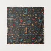 手描きの化学を黒地に。ヴィンテージs タペストリー (正面)