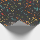 手描きの化学を黒地に。ヴィンテージs ラッピングペーパー (角)