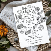 手描きの友人感謝祭ポタックパーティーの招待状 招待状