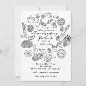手描きの友人感謝祭ポタックパーティーの招待状 招待状 (正面)
