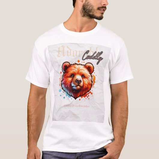 手描きの可愛いウォーターカラーベアTシャツ Tシャツ (正面)