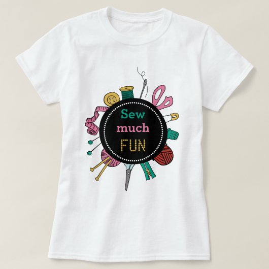 手描きの可愛いミシンと手芸道具Tシャツ Tシャツ (デザイン正面)