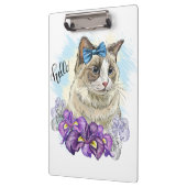 手描きの可愛い猫とお花のイラストのコピー クリップボード (左)