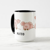 手描きの可愛い豚カスタムデザイン マグカップ (正面左)