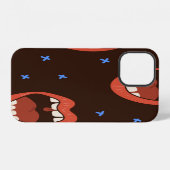 手描きの唇: かわいい口のパターン iPhoneケース (裏面横)