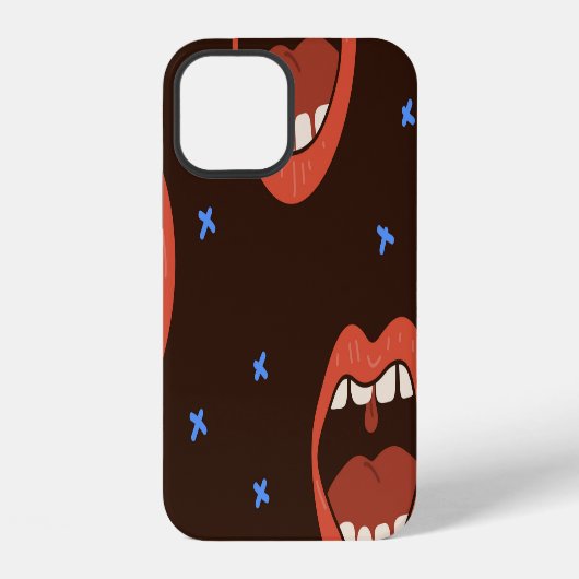 手描きの唇: かわいい口のパターン iPhoneケース (裏面)