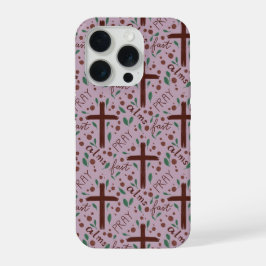 手描きの四旬節の十字架とバラのiPhoneケース iPhone 15 Proケース