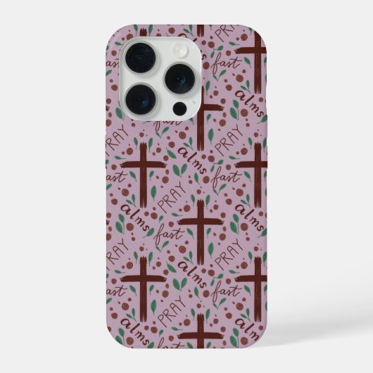 手描きの四旬節の十字架とバラのiPhoneケース iPhoneケース (裏面)