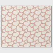 手描きの大きなハート柄 ボヘミアンスタイルの女の子らしいピンク ラッピングペーパー (フラット)