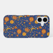 手描きの天体パターン -  iPhone 16ケース (裏面横)