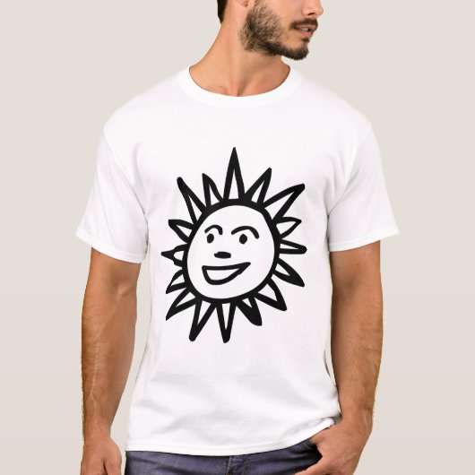 手描きの太陽モチーフ Tシャツ (正面)