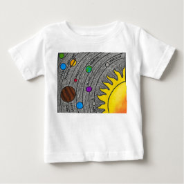 手描きの太陽系アート - カラフルな宇宙を学ぼう ベビーTシャツ