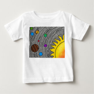 手描きの太陽系アート - カラフルな宇宙を学ぼう ベビーTシャツ