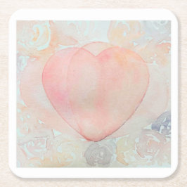 手描きの女神のハート スクエアペーパーコースター