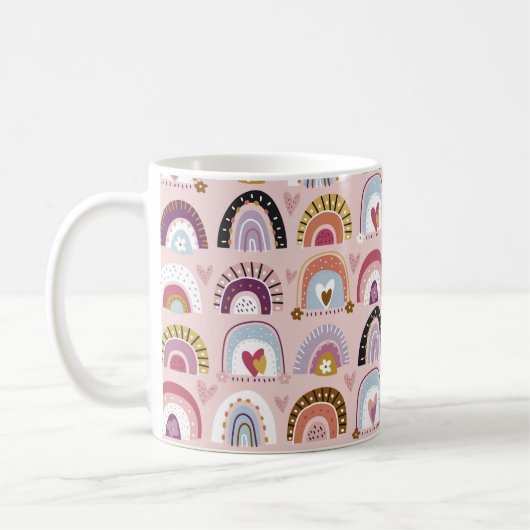 手描きの子供じみたシームレスな抽象芸術パターン コーヒーマグカップ (左)