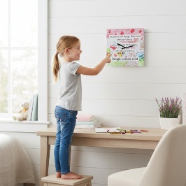 手描きの子供の絵が可愛い装飾時計 スクエア壁時計