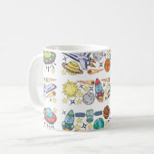 手描きの宇宙ドゥードル。ヴィンテージ コーヒーマグカップ (正面左)