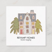 手描きの家の足場の名刺 スクエア名刺 (正面)