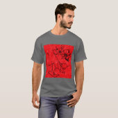 手描きの家族の線画 Tシャツ (正面フル)