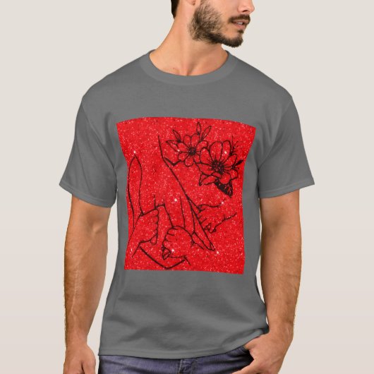手描きの家族の線画 Tシャツ (正面)
