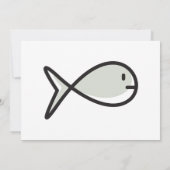 手描きの小さな魚のアイコン ロゴダウンロード 招待状 (裏面)