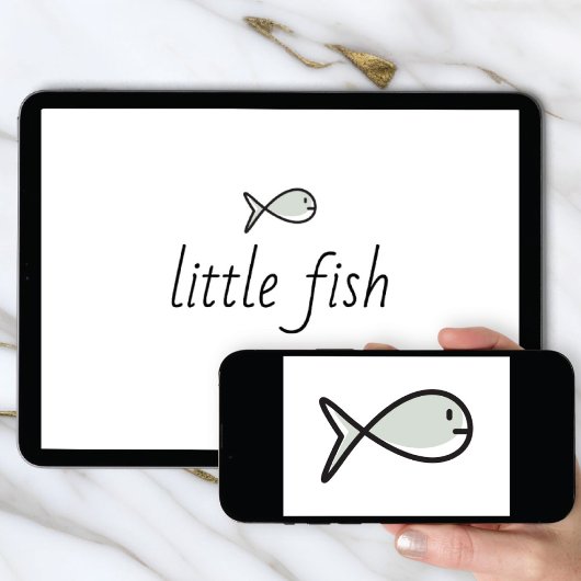 手描きの小さな魚のアイコン ロゴダウンロード 招待状