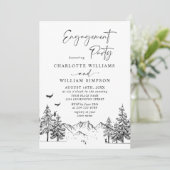 手描きの山々と森のエンゲージメントパーティー 招待状 (スタンド正面)